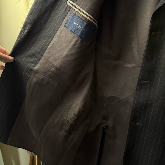 Burberry Charcoal Brown Pinstripe Suit Jacket Sports Coat - Picture 10 of 15
